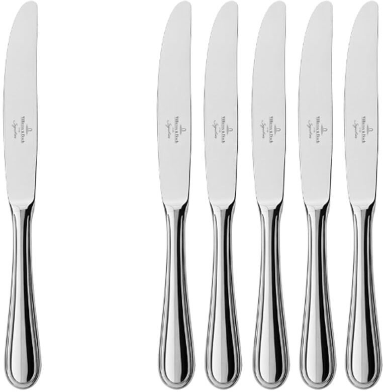 Tafelmesser VILLEROY & BOCH "Tafelmesser Neufaden Merlemont 233 mm 6er Set silber", silber, B:4,5mm, Essmesser, Spülmaschinenfest