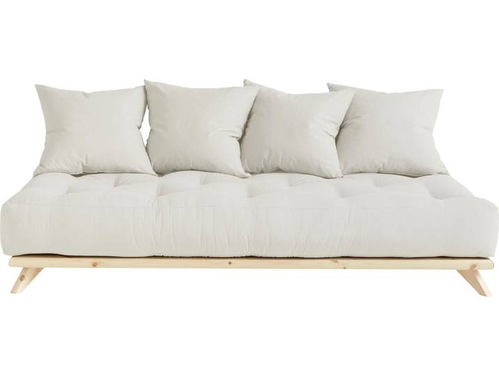 Daybett KARUP DESIGN Senza, Sofa, mit Futonmatratze, minimalistisch, massives Kiefernholz , beige (natural, klarlackiert), B:200cm H:85cm L:90cm, Daybetten, Daybett, Handgefertigt, skandinavisches Design, vielseitig, schlichter Stil
