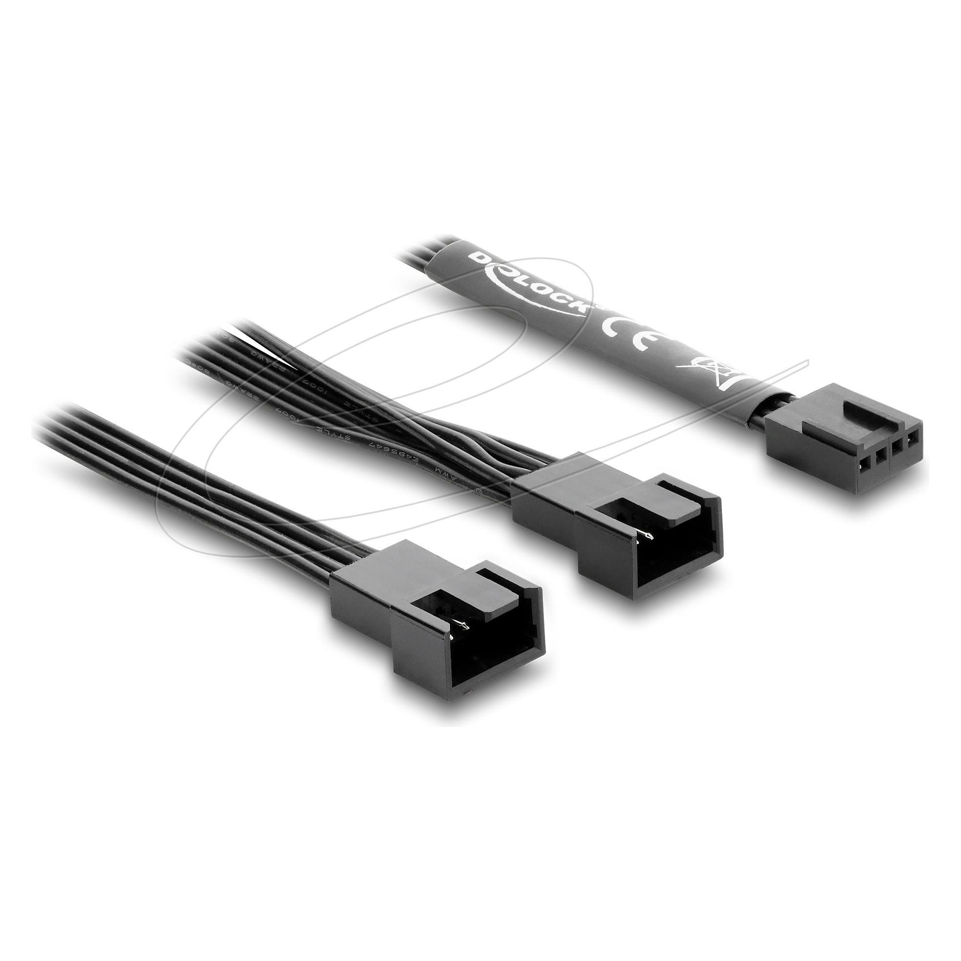 Delock Y-Lüfterkabel 1 x 4 Pin PWM Buchse zu 2 x 4 Pin PWM S (50 cm, 4 pin PWM) (84543)