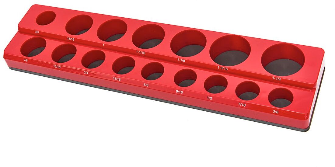 Supporto magnetico HBM per accessori per 16 pezzi, misure inglesi da 3/8 pollici, rosso