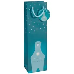 Sigel, Geschenkverpackung, Geschenktaschen, Bottle, Polar bear, Mattlack, Geschenkeanhänger, Tragekordel, Papier, 157g/qm, 100