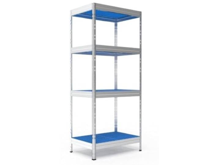 Steinbock Lebensmittelregal GN-1/1 HxBxT 180 x 75 x 50 cm Silber 600 kg Tragkraft Steckregal mit 4 Böden á 150 kg Fachlast Gastroregal für indirekten Lebensmittelkontakt Made in EU