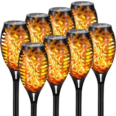 Uplift Picks Solar Flame Torch Lights Create Warm Flickering Glow For Outdoor Gardens 8 Pcs