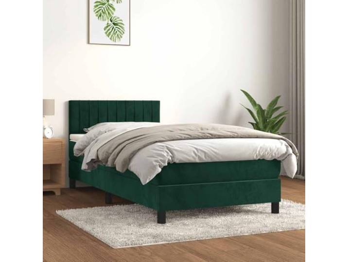 RJPLMFV Lattenrost, Matratze, Velours, Grün, 80 x 200 cm Verstellbarer Kopf, Taschenfedern, mittlere Unterstützung, weicher Matratzenschoner