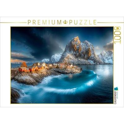 CALVENDO Puzzle Blick auf die Rorbuer, traditionelle rote Fischerhäuser | 1000 Teile Lege-Größe 64x48cm Foto-Puzzle für glückliche Stunden