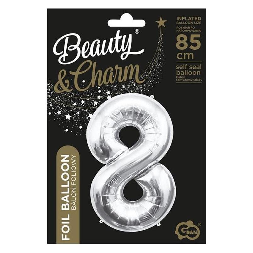 GoDan B&C Folienballon Nummer 8, Silber, 85 cm (1x) (47815817)