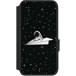 Nivocase Klapphülle für Samsung Galaxy S22 Handyhülle aus Kunst Leder NIVOflip schwarz Astronaut Comic (Samsung Galaxy S22), Smartphone Hülle, Schwarz