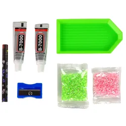 DIY Diamant-Kreativ-Kit  Grünes Rentier  Kristalle Pailletten 3D Schlüsselanhänger