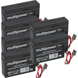 6x Multipower Blei-Akku MP0,8-12H Pb 12V 0,8Ah Heim und Haus Stecker Rollladen