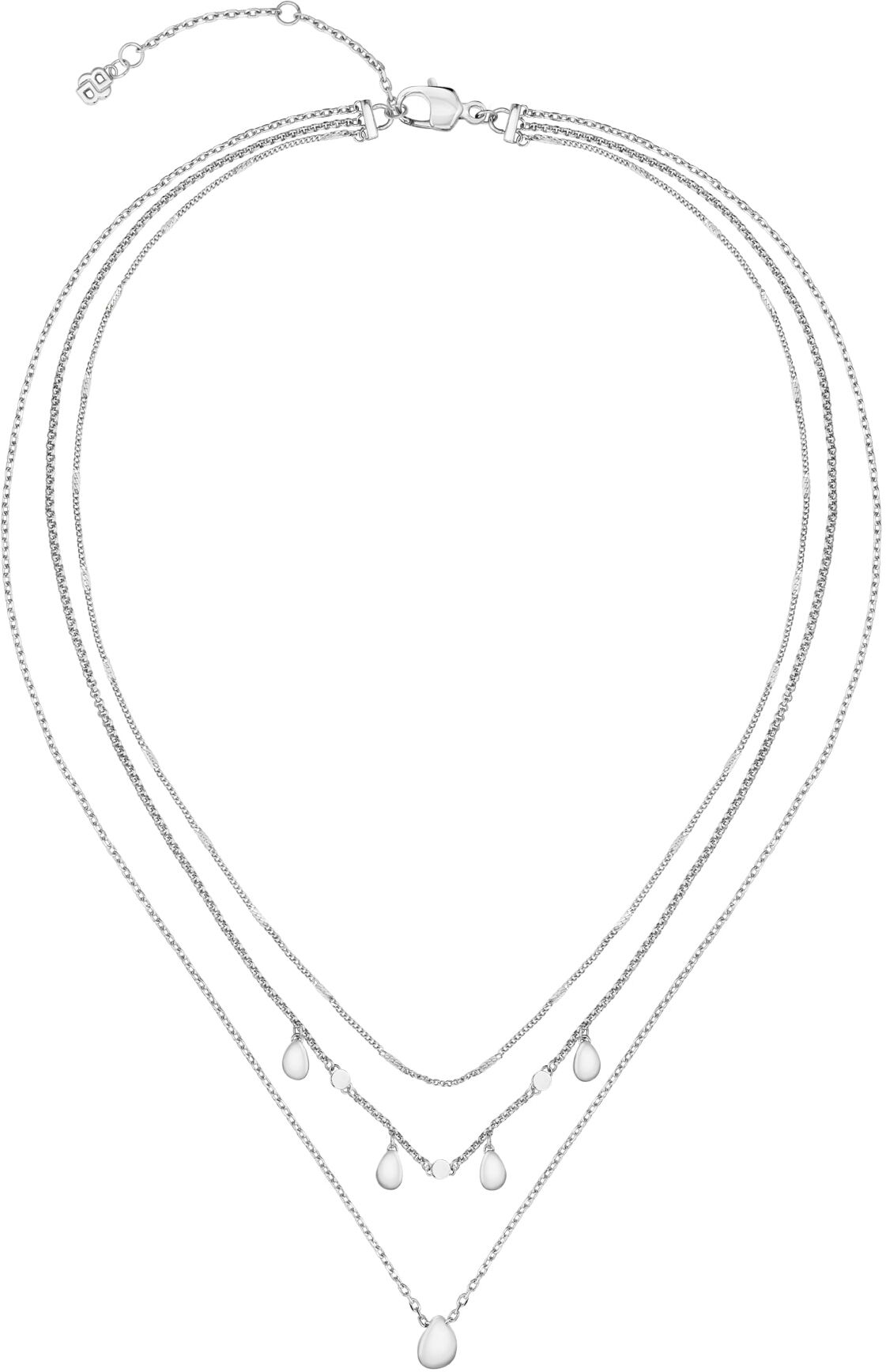 Kette mit Anhänger BOSS "SELENA", silber (edelstahlfarben, kristallweiß), Halsketten, Edelstahl, L: 50,5 B: 1mm, Kette mit Anhänger, mit Preciosa Crystal, B:1mm