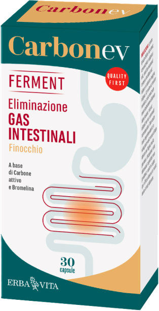 Erba Vita Carbon EV Ferment 30 Capsule - Integratore per Gas e Gonfiore Addominale