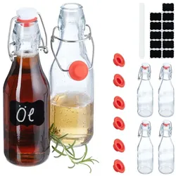 Relaxdays Bügelflaschen 250 ml im 6er Set Weiß,Rot,Transparent