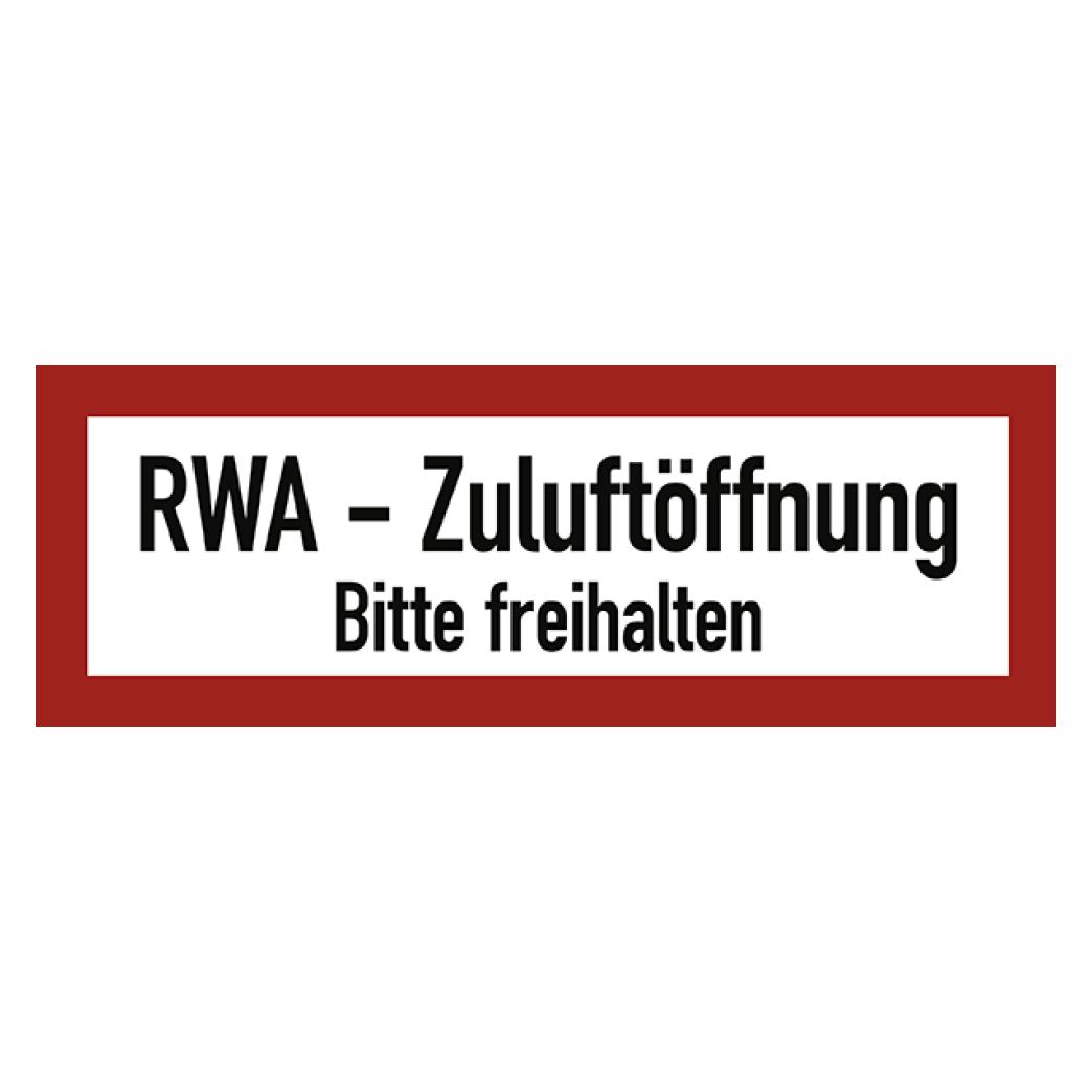 Moravia Feuerwehrschild "RWA-Zuluftöffnung Bitte freihalten" Folie, 297x105 mm (640.94.427)