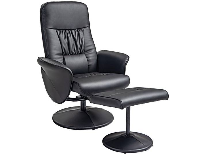 Homcom Relaxsessel mit Hocker, Fernsehsessel, TV Sessel mit Liegefunktion, Kunstleder, Schwarz, Metall, 76x101x81 cm, Wohnzimmer, Sessel, Relaxsessel