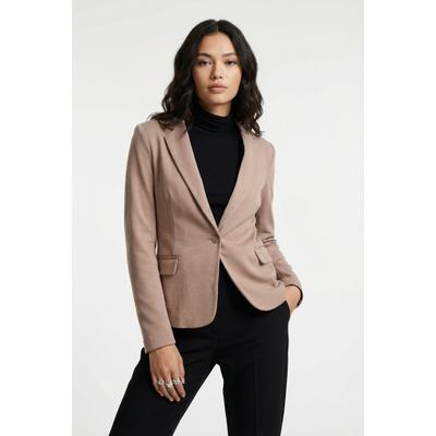 Jerseyblazer VERO MODA "VMJULIANE, figurbetonter Schnitt, 1-Knopf Verschluss", Damen, Gr. 42, beige (misty rose), Jersey, Obermaterial: 66% Polyester, 34% Baumwolle, unifarben, normal, V-Ausschnitt, Blazer, Materialmix, ungefüttert, regular fit