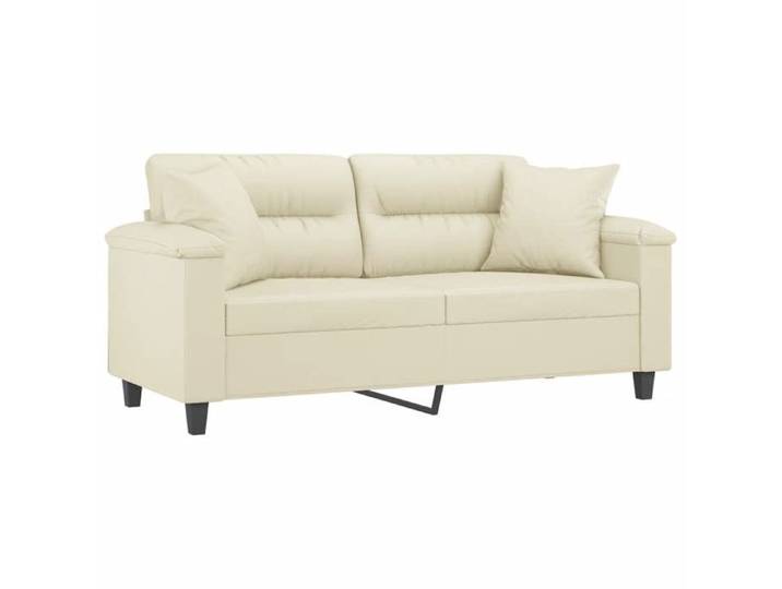 VIDAXL(4333)Canapé 2 places moderne sofa double avec oreillers crème 140 cm similicuir Canapé salon
