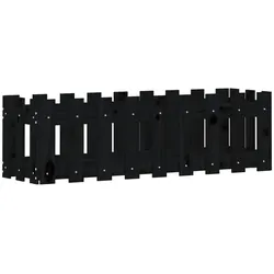 Helloshop26 - Hochbeet für Pflanzen Blumen Terrasse Garten Gartengestaltung mit Zaun 100 x 30 x 30 cm massive schwarze Kiefer 02_0039787