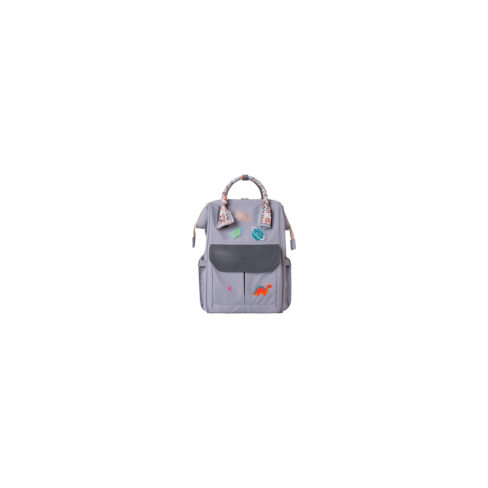 Kikkaboo Wickeltasche Myla Rucksack Träger einstellbar abnehmbare Abzeichen Dino grau