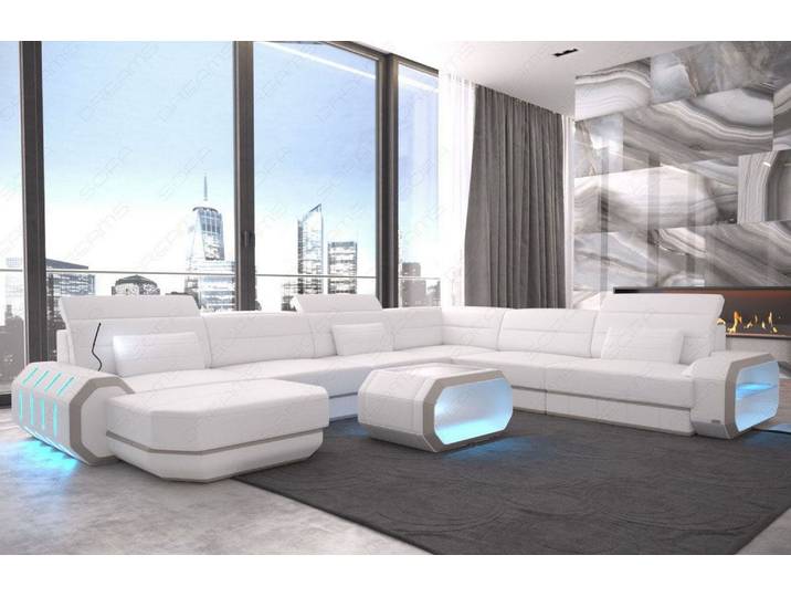 XL Wohnlandschaft Roma U-Form in Leder