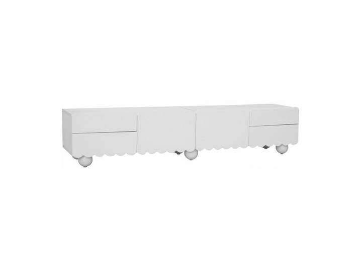 ComfortXL Lowboard De-40143 mit geschwungenen Kanten Weiß, 175x37x38 cm, Wohnzimmer, TV Möbel, Lowboards, Lowboards stehend