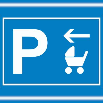 HB-Druck Kinderwagen Parkplatz Aufkleber mit Richtungspfeil links waagerecht A4 (210x297mm)