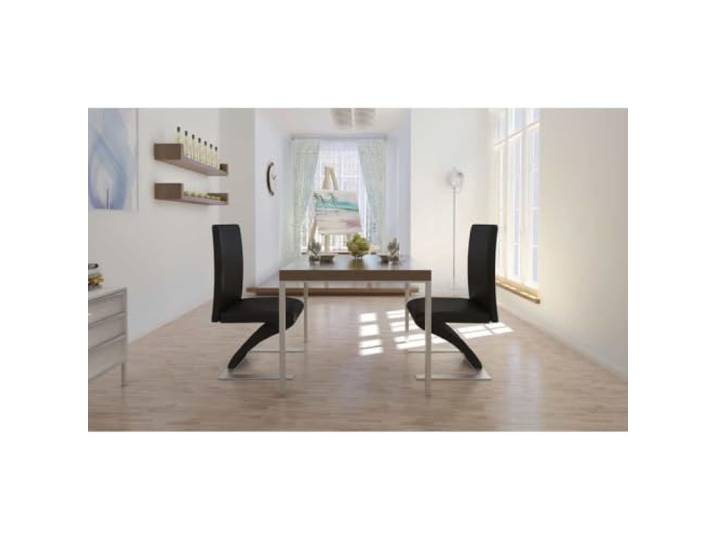 UYPTERF Esszimmerstühle 2 STK. Schwarz Kunstleder Robuste Konstruktion, ergonomische Sitzfläche, Zickzack-Design, ultra-moderner Look, Esszimmer oder Küche