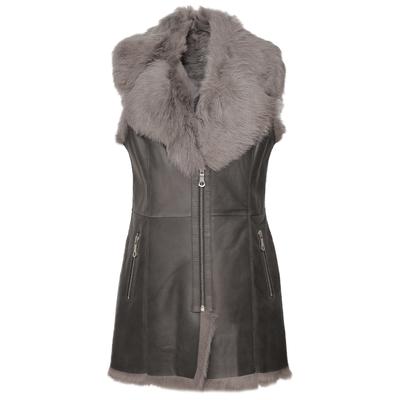 Lederjacke MAZE "4202145", Damen, Gr. L, grau (grau, grau), 100% Lammfell, Jacken