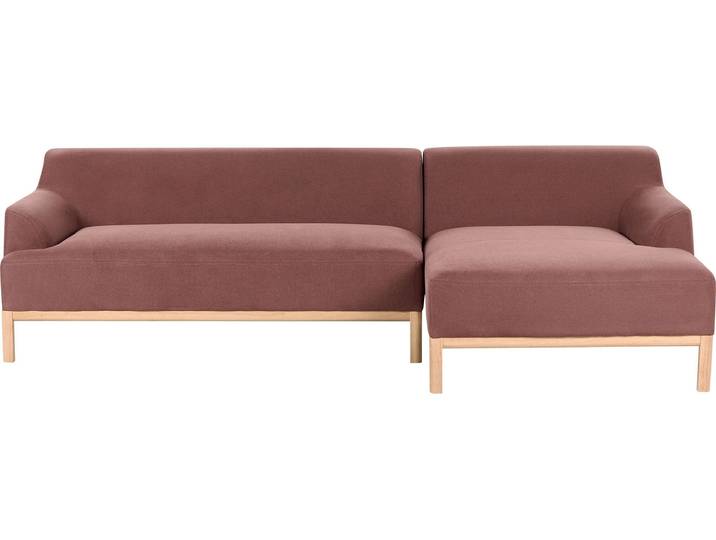 BELIANI 3-Sitzer Ecksofa Burgunderrot Stoffbezug mit Chaiselounge Links Armlehnen Niedrige Rückenlehne Tiefe Sitzfläche Hohe Holzbeine Skandi Wohnzimmer