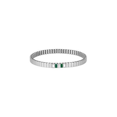 Armband LACOSTE "COURTLINE", edelstahlfarben, grün, kristallweiß, kristallweiß, Armbänder, Damen, Edelstahl, Armband, mit Glasstein - Emaille