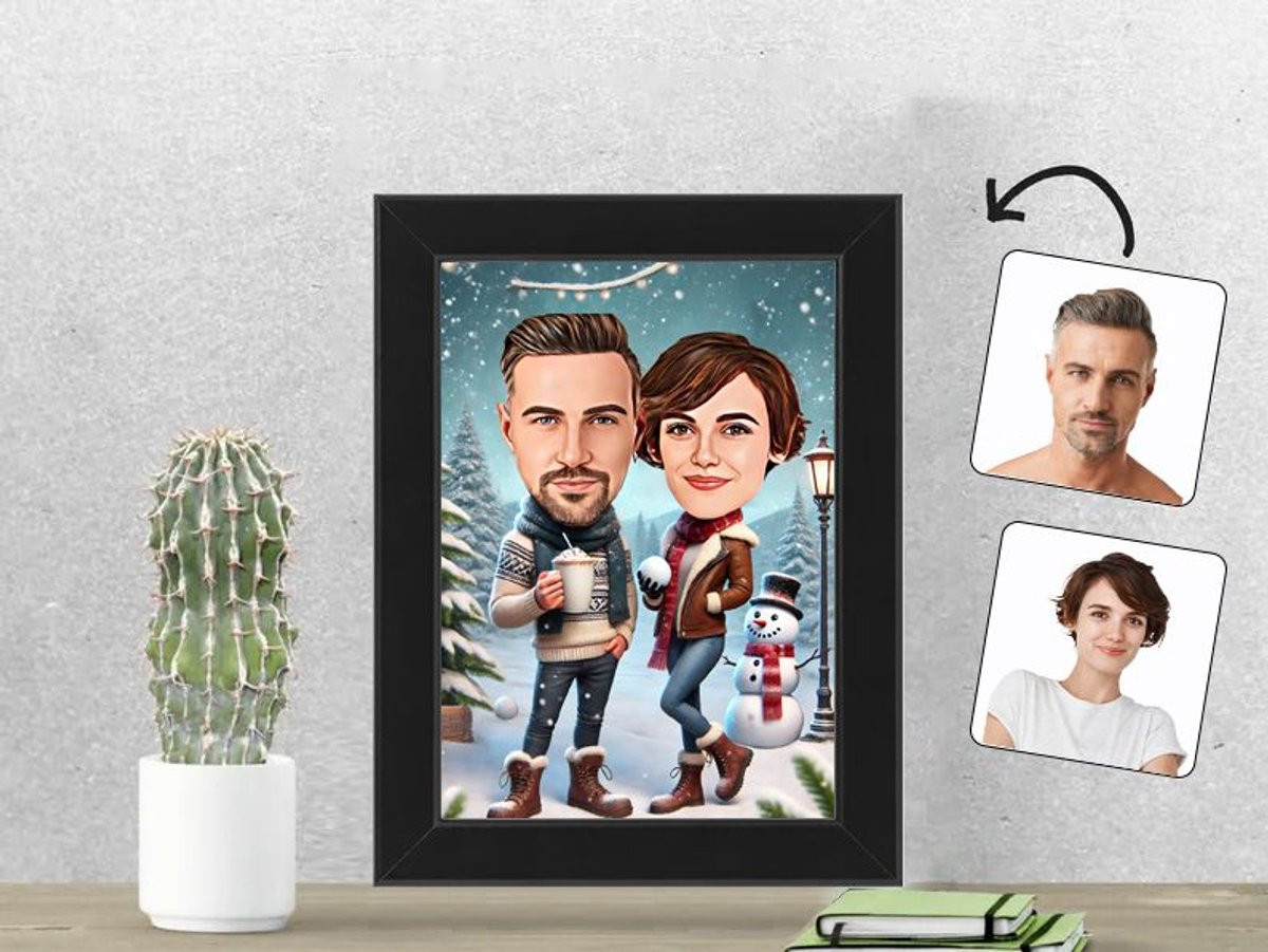 Gepersonaliseerde Karikatuur Fotolijst Winter Wonderland 13x18 cm