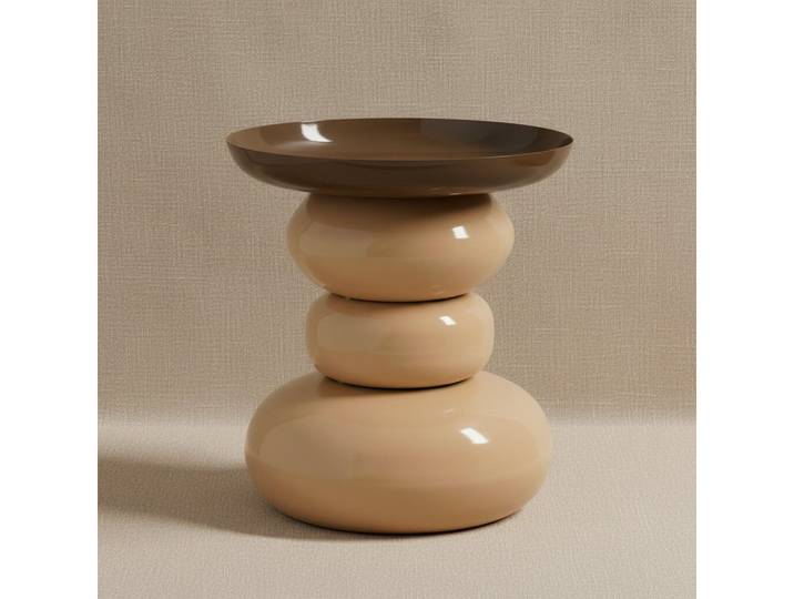 Mica Decorations Beistelltisch Beistelltisch rund creme braun Ø37 cm Höhe 42 cm (1 Tisch), extravagante Form aus Kugeln