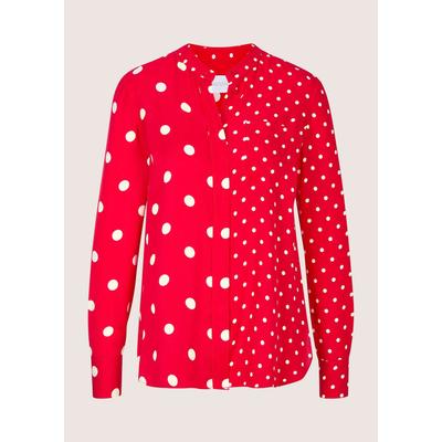 Langarmbluse MADELEINE "Hemdbluse Viskosebluse mit Pünktchen-Design", Damen, Gr. 36, rot (rot, weiß), Obermaterial: 100% Viskose CV., Modern, gerade, Blusen, Kellerfalte