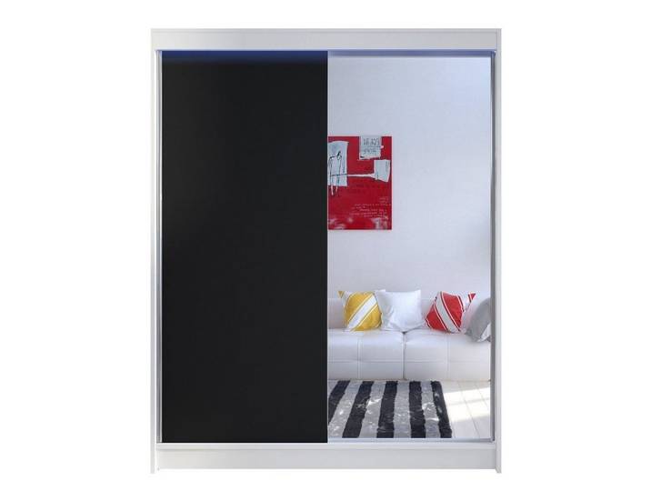 MIRJAN24 Kleiderschrank Camino I (mit Spiegel, Kleiderstange, Einlegeboden) Praktische Schwebetürenschrank, Garderobe