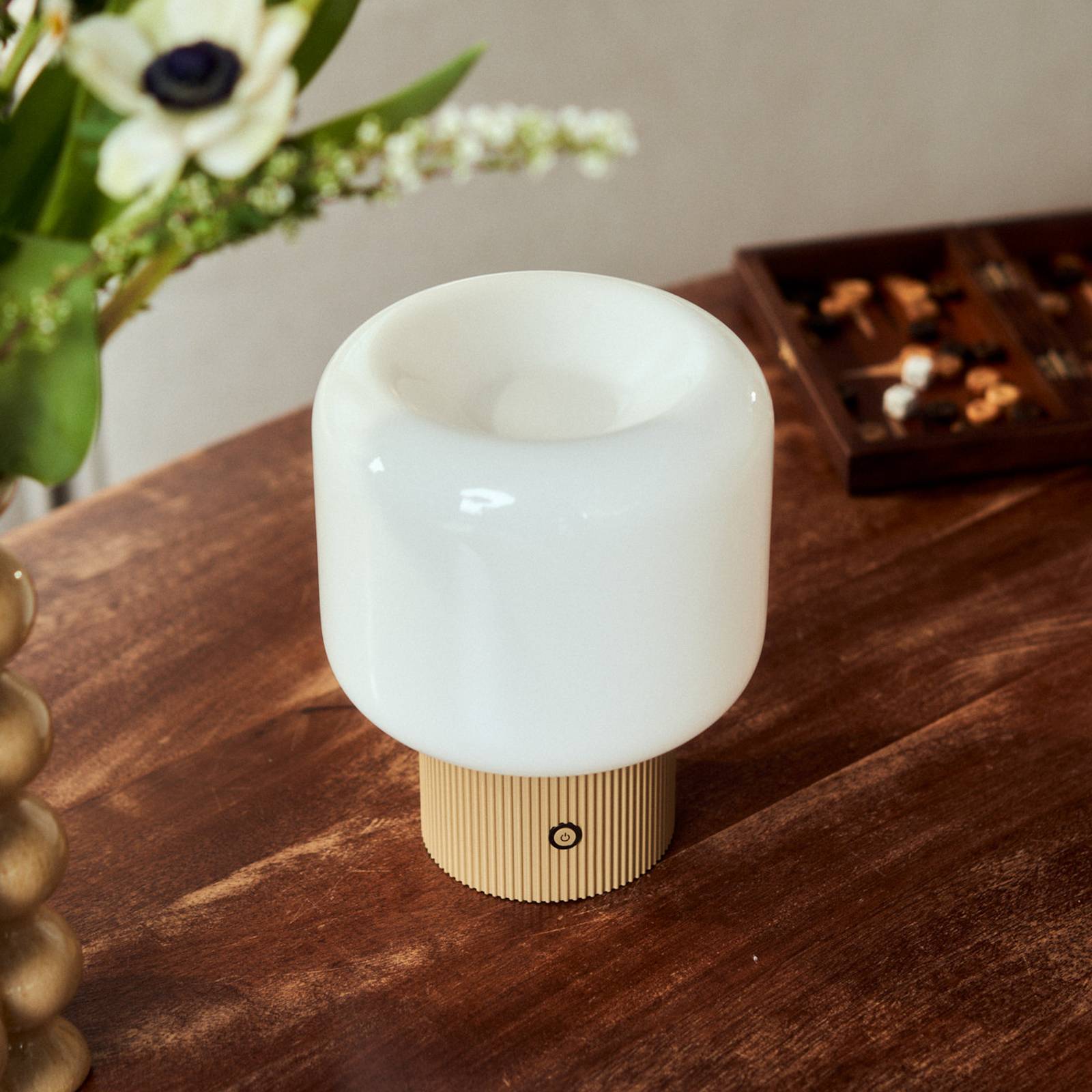 LED Table Lamp Katrin Palme Lucande, dimmable, Cream / amber, Living / Dining Room, Glass, Modern, Table Lamp