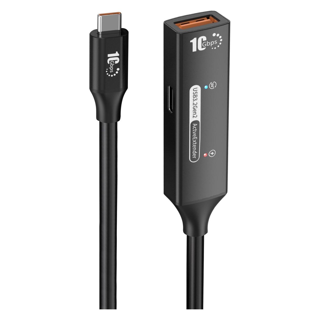 PremiumCord USB-A repeater + USB-C cable, 10m (10 m, USB 3.2 Gen 2) (ku3rep10bl)