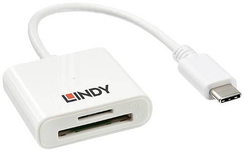 LINDY Externer Speicherkartenleser microSD, SD, USB-A (USB 3.2 Gen 1) Weiß
