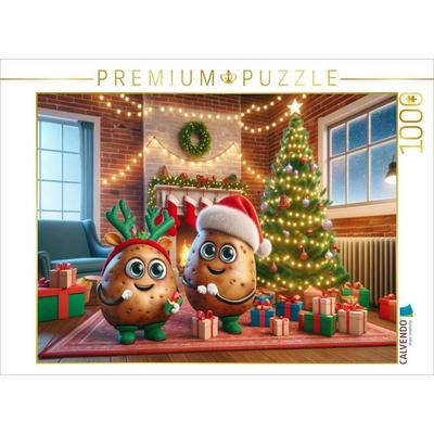 CALVENDO Puzzle Weihnachtszauber im Wohnzimmer: Die festlichen Couch-Potatoes | 1000 Teile Lege-Größe 64x48cm Foto-Puzzle für glückliche Stunden