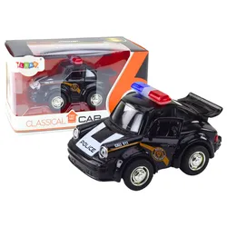 Klassisches Polizeiauto 1:38. Fahrlichter klingen schwarz