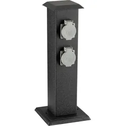 Wiltec, Steckdose, 4-fach Aussensteckdose Steckdosensäule Metall Outdoor Garten Aussen IP44