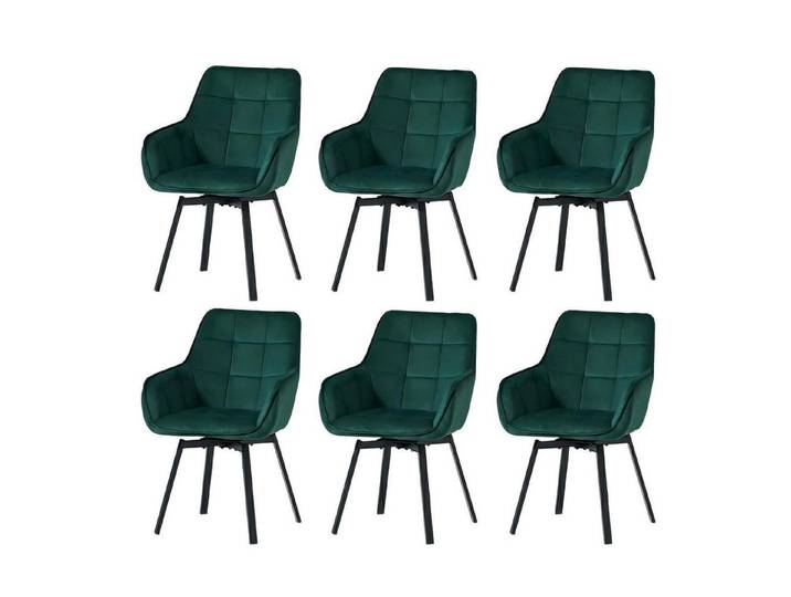 LuxusKollektion Esszimmerstuhl Esszimmerstühle drehbar Armlehnenstuhl Polsterstuhl 6er Set Samt Grün