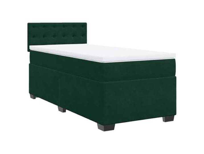 vidaXL Boxspringbett mit Matratze Dunkelgrün 90x200 cm Samt