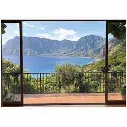 FOTOTAPETE 3D Effekt Fenster Meer Tapete Wohnzimmer 150x105