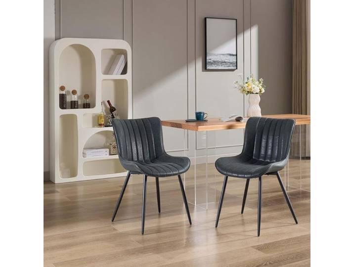 Chaise salle a manger LOT DE 2 Chaise de cuisine Chaise de Salon en Velours NOIR/GRIS