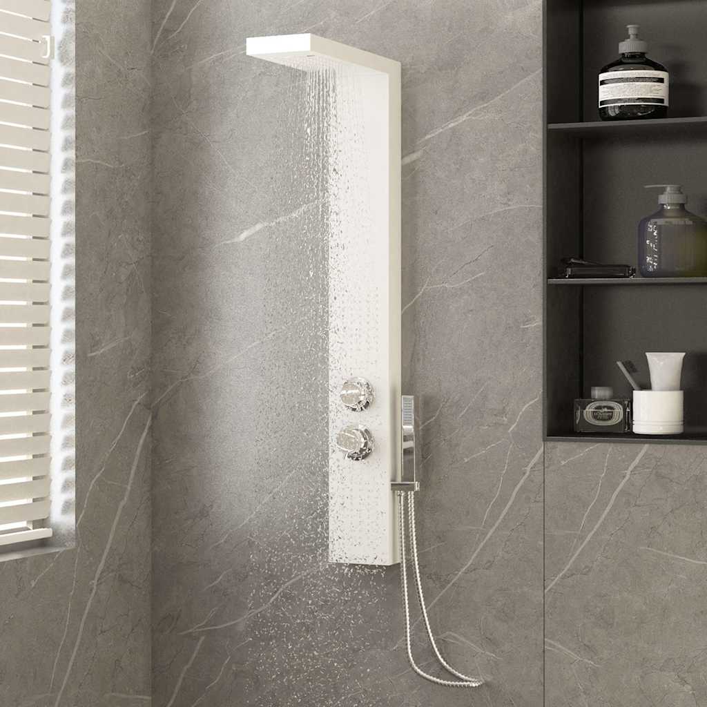 vidaXL Sistema de panel de ducha aluminio blanco Blanco