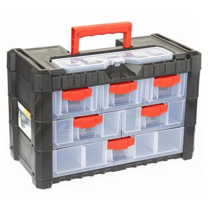 Prosperplast Kleinteilemagazin NS301, Kunststoff, für Wandmontage, 40 x 26 x 20cm, 6 Schubladen
