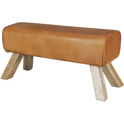 KADIMA DESIGN Design Sitzhocker WL5.105 Holz 90x30x43 cm Leder Modern Springbock, Lederhocker mit Holzbeinen, Massivholz Hocker mit Leder, Springbock Turnbank