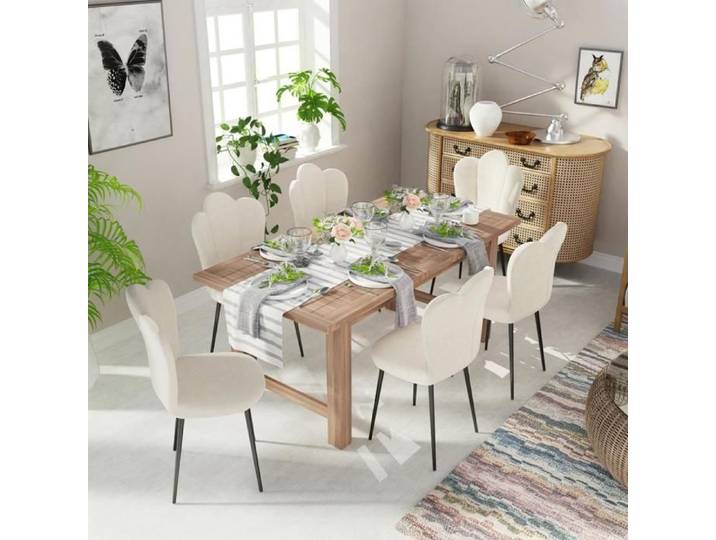 MIPAN.Lot de 6 Chaises de Salle à Manger - Chaises de Cuisine en Tissu - Pour Salle à Manger Salon Cuisine Jardin - Blanc