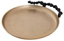 Vivience Gold Round Tray with Black Pebble Handles