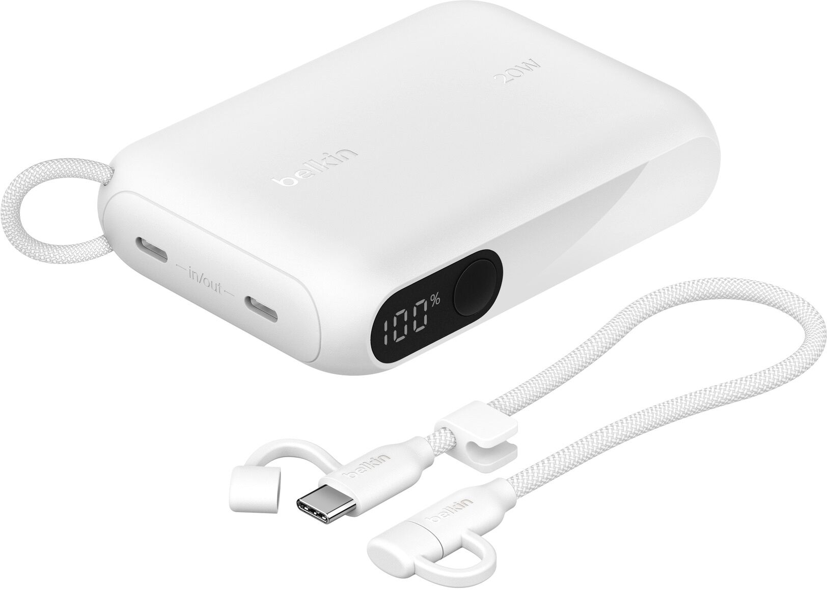 Belkin Powerbank "BoostCharge Powerbank 10K mit Display", weiß, 3,7 V 10.000mAh, Akkumulatoren, Powerbank