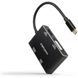 Nanocable 10.16.4307 (USB-C), Dockingstation + USB Hub, Schwarz